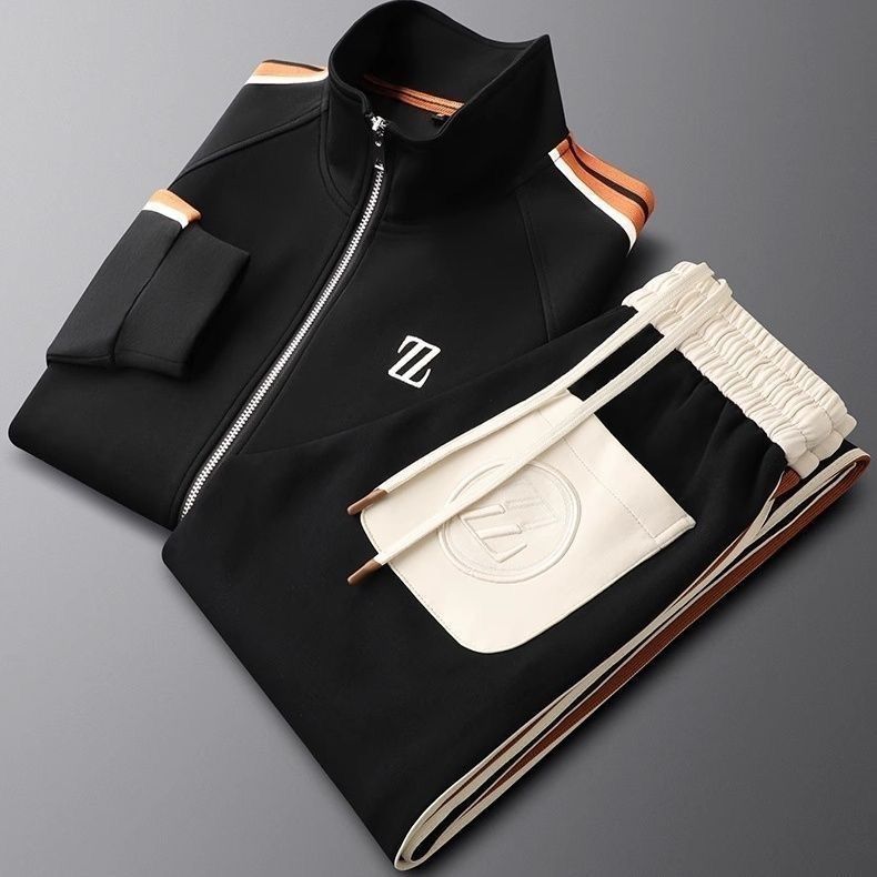 Tuta da Uomo 2 Pezzi con Giacca con Zip e Pantaloni con Coulisse