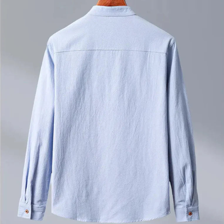 Camicia Estiva da Uomo Colletto alla Coreana Vestibilità Sartoriale