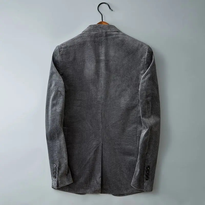 Blazer Uomo Primavera Doppio Petto Velluto a Coste Sottili