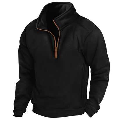Felpa Tattica Fleece da Uomo con Collo Alto, Mezza Cerniera e Tasche Laterali, Maniche Lunghe, Ideale per Sport e Allenamenti