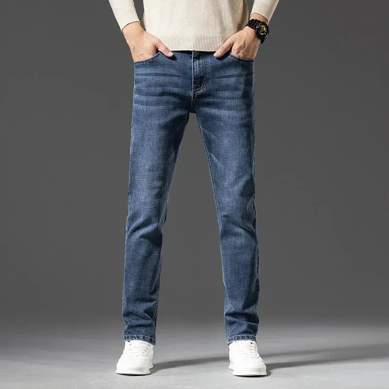 Jeans Slim Straight da Uomo Leggermente Elasticizzati