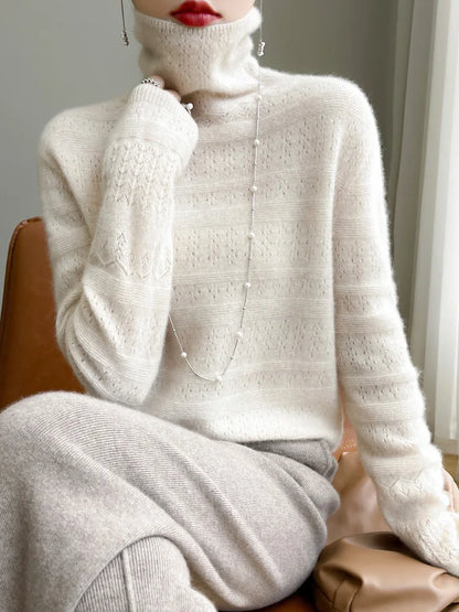 Maglione Dolcevita da Donna con Motivo Sottile