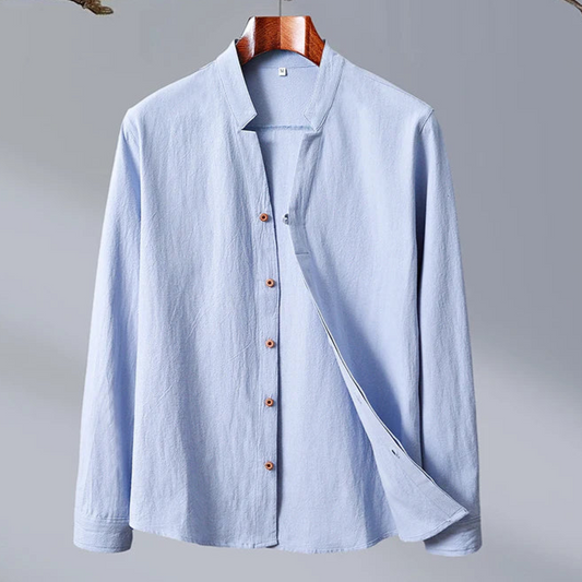Camicia Estiva da Uomo Colletto alla Coreana Vestibilità Sartoriale