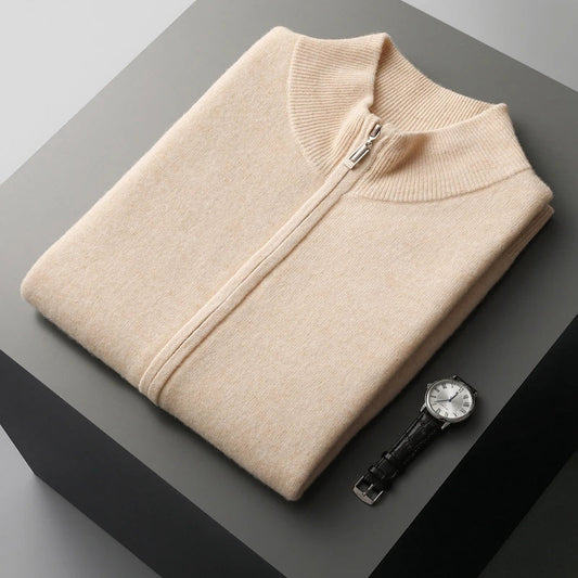 Gilet da Uomo in Cashmere con Zip Integrale e Tasche Laterali