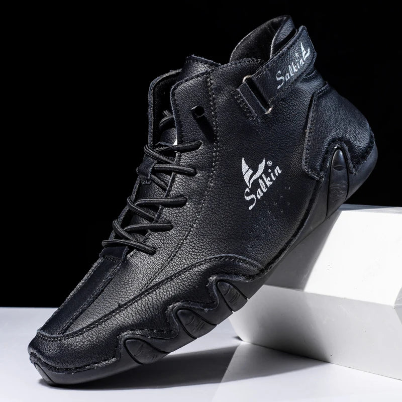 Scarpe da Uomo High Top con Suola Ondulata e Dettagli Cuciti