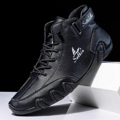 Scarpe da Uomo High Top con Suola Ondulata e Dettagli Cuciti