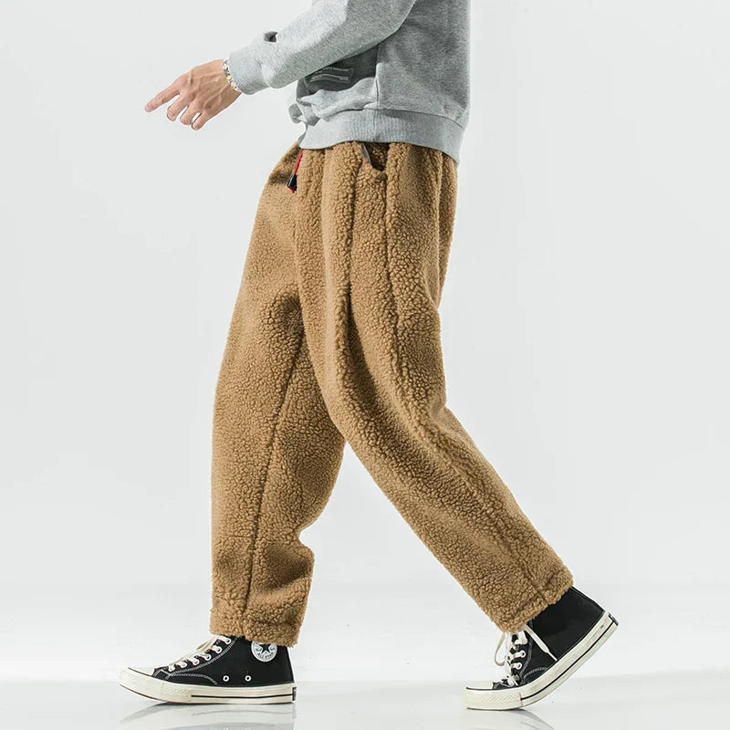 Pantaloni da Tuta da Uomo con Vestibilità Comoda, Coulisse in Vita e Fodera in Pile Spesso