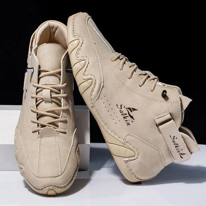 Scarpe da Uomo High Top con Suola Ondulata e Dettagli Cuciti