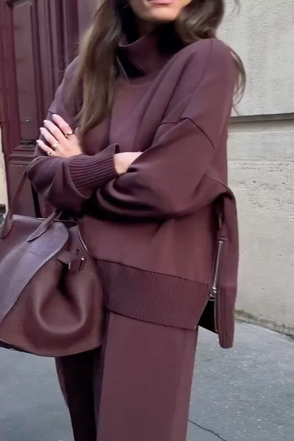 Completo da Uomo in Maglia con Top a Maniche Lunghe e Pantaloni a Vita Elastico