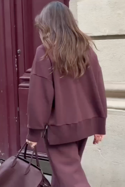 Completo da Uomo in Maglia con Top a Maniche Lunghe e Pantaloni a Vita Elastico