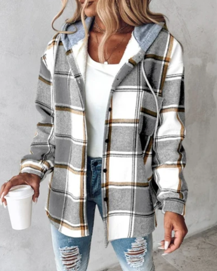 Felpa con Cappuccio Zip Frontale e Dettagli a Coste