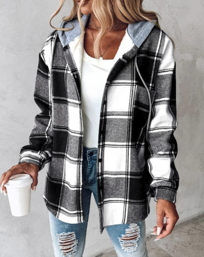 Felpa con Cappuccio Zip Frontale e Dettagli a Coste