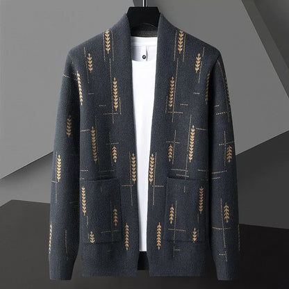 Cardigan da Uomo Autunnale con Stampa a Maglia Heritage e Maniche Lunghe