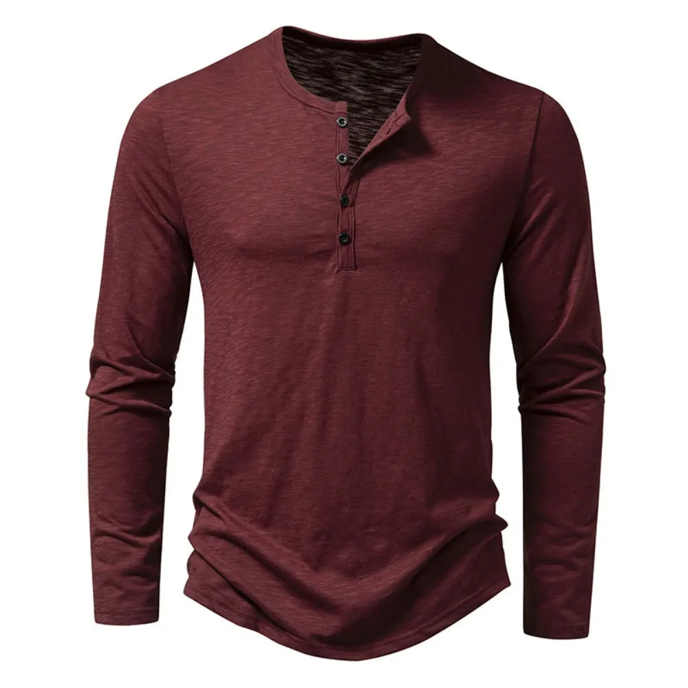 Maglia Henley da Uomo Slim Fit a Manica Lunga