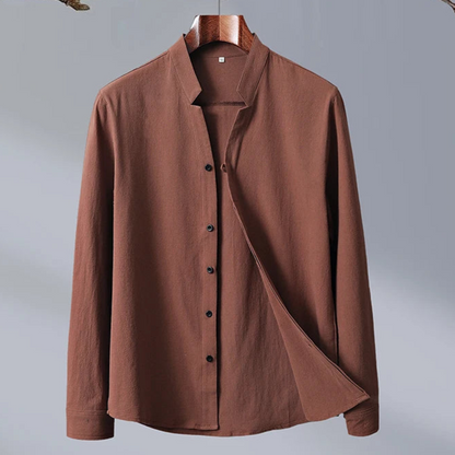 Camicia Estiva da Uomo Colletto alla Coreana Vestibilità Sartoriale