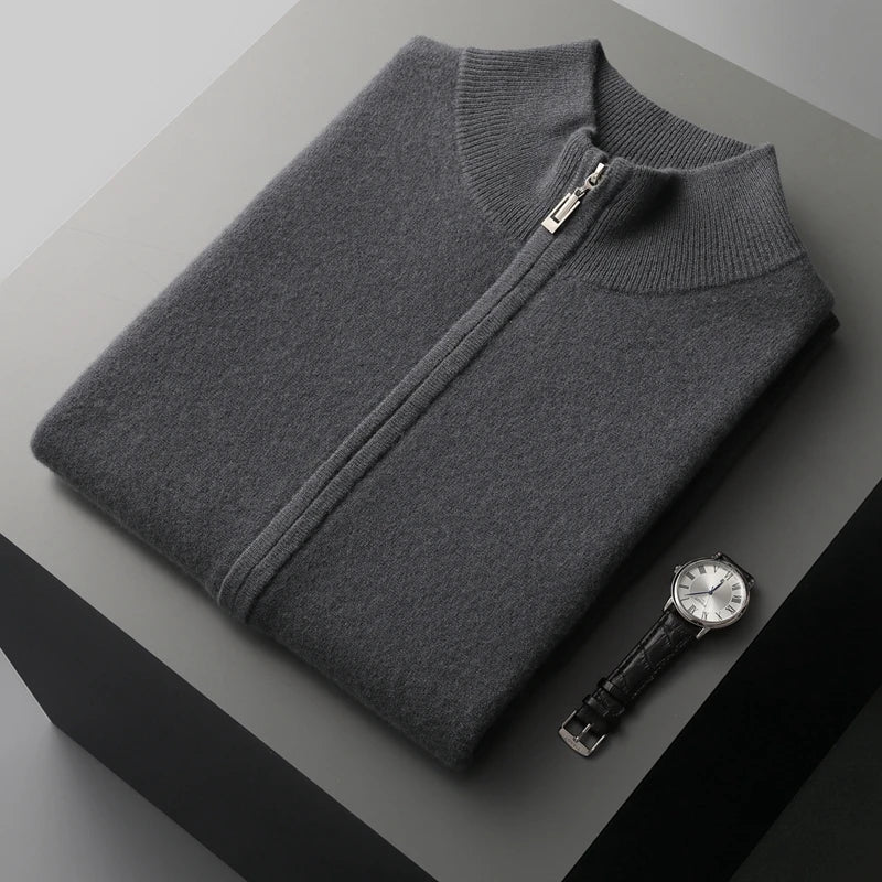 Gilet da Uomo in Cashmere con Zip Integrale e Tasche Laterali