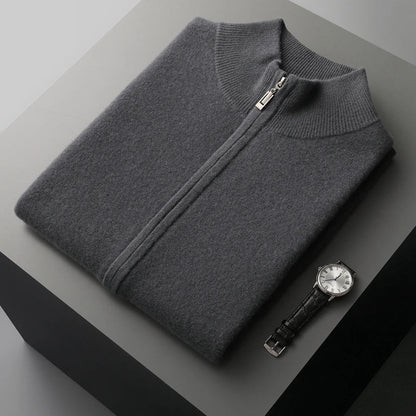 Gilet da Uomo in Cashmere con Zip Integrale e Tasche Laterali