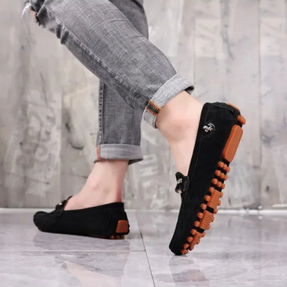 Mocassini da Uomo Tomaia in Camoscio Fascia Intrecciata Punta Moc