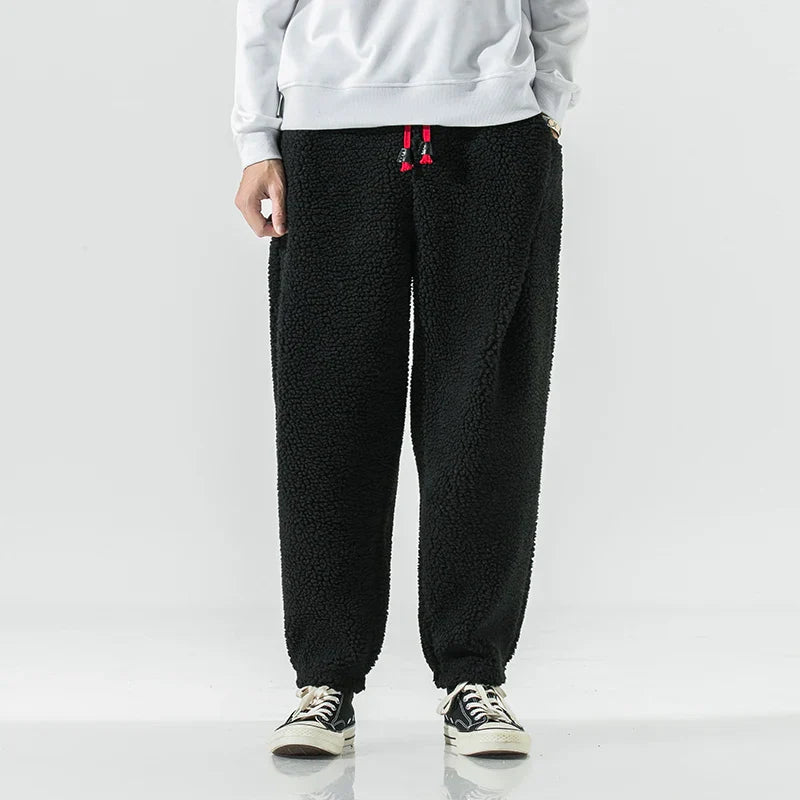 Pantaloni da Tuta da Uomo con Vestibilità Comoda, Coulisse in Vita e Fodera in Pile Spesso