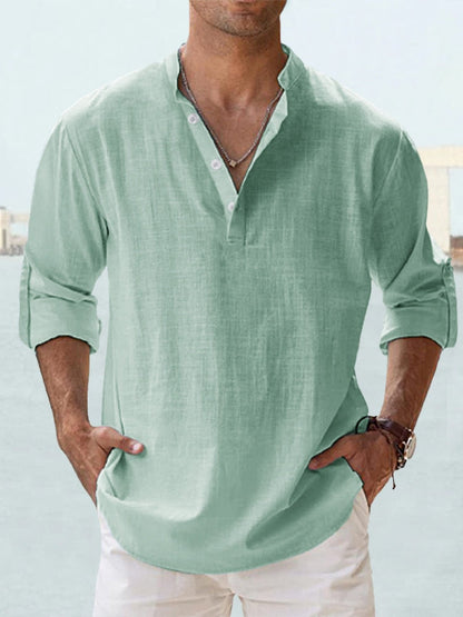 Camicia da Uomo Leggera in Lino a Maniche Lunghe I Ideale per l’Estate