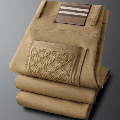 Pantaloni da Uomo in Cotone con Vita Testurizzata e Tasca a Motivo Diamante