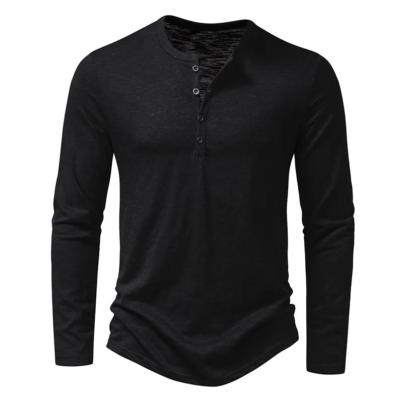 Maglia Henley da Uomo Slim Fit a Manica Lunga
