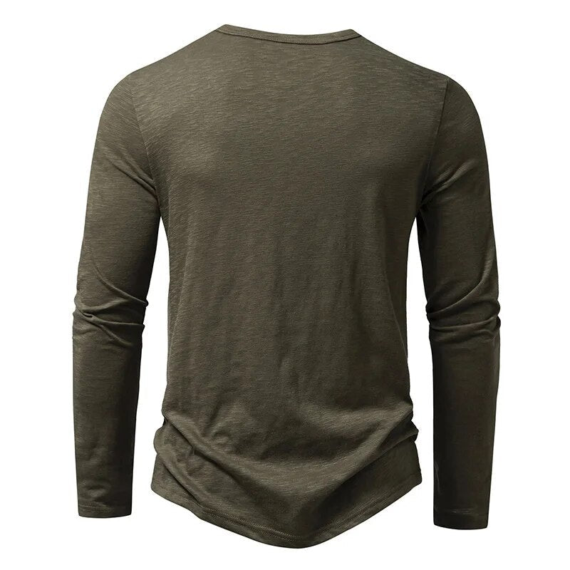 Maglia Henley da Uomo Slim Fit a Manica Lunga