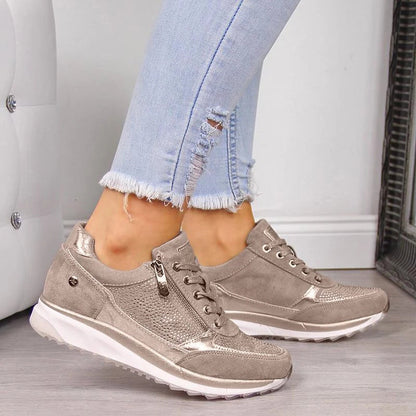 Scarpe da Passeggio da Donna con Design Ergonomico e Chiusura Laterale con Zip