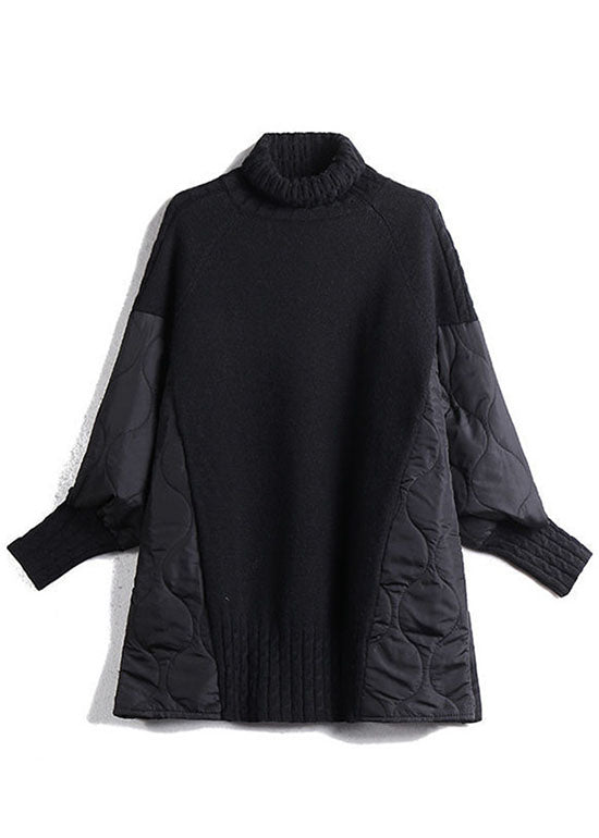 Maglione Dolcevita da Donna Autunnale in Maglia con Design Patchwork e Vestibilità Comoda