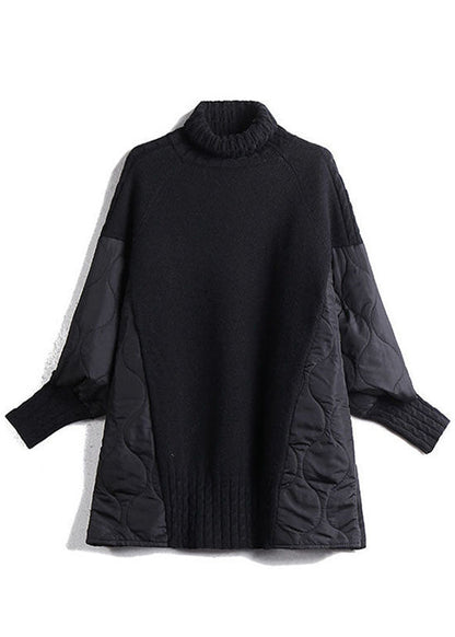 Maglione Dolcevita da Donna Autunnale in Maglia con Design Patchwork e Vestibilità Comoda