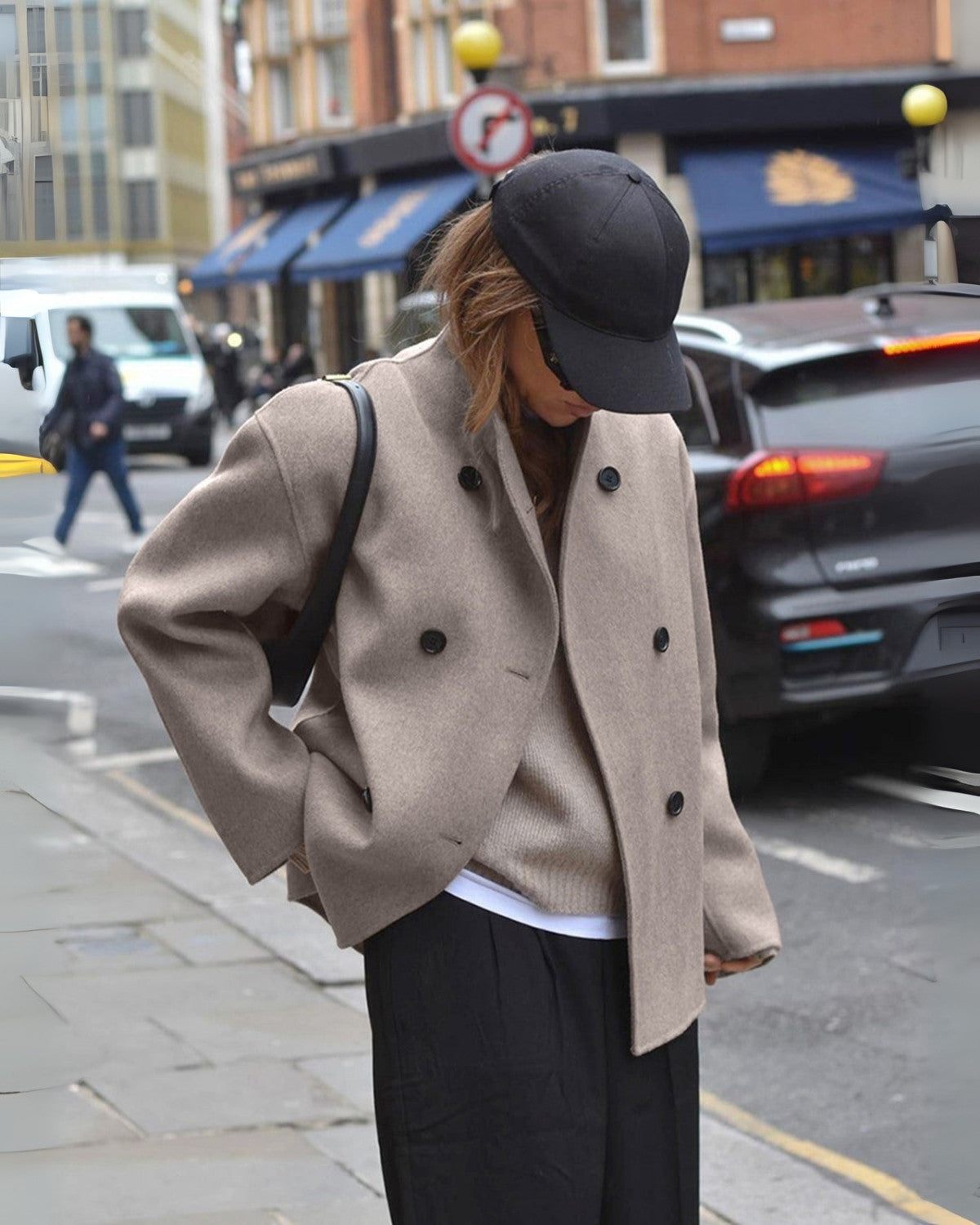 Cappotto Autunnale da Donna Oversize Lungo con Bottoni