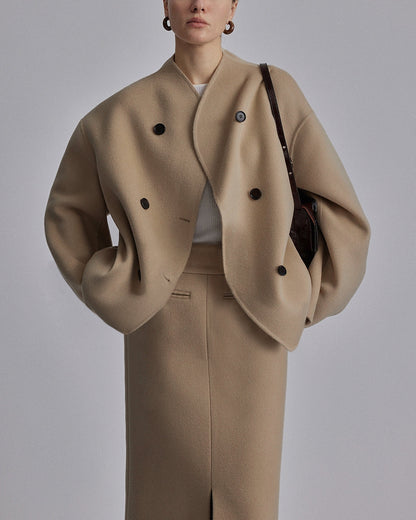 Cappotto Autunnale da Donna Oversize Lungo con Bottoni