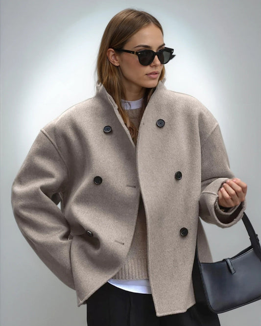 Cappotto Autunnale da Donna Oversize Lungo con Bottoni