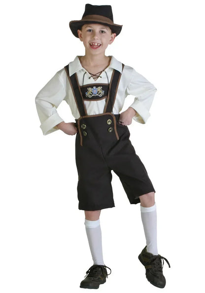 Set Costume Oktoberfest per Bambini con Lederhosen Camicia e Cappello