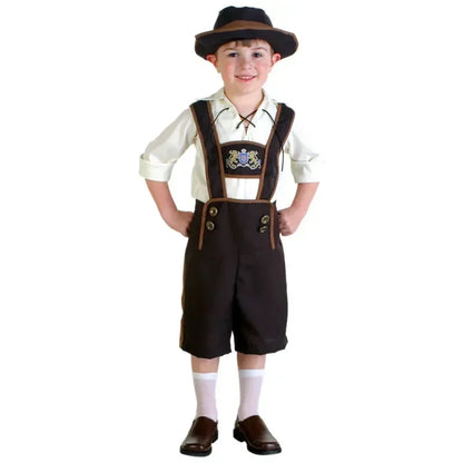 Set Costume Oktoberfest per Bambini con Lederhosen Camicia e Cappello