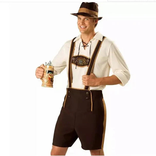 Costume da Uomo per Oktoberfest con Camicia Bretelle e Cappello Bavarese