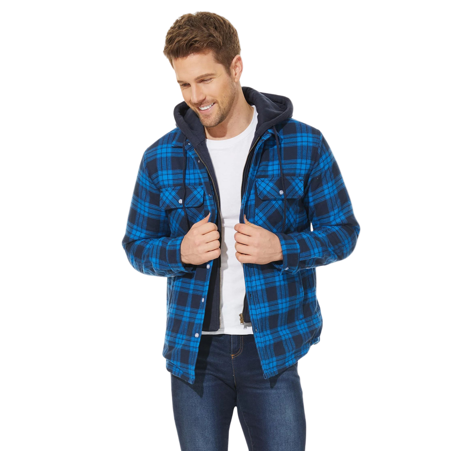 Giacca Autunnale da Uomo Impermeabile con Cerniera Intera e Cappuccio Regolabile