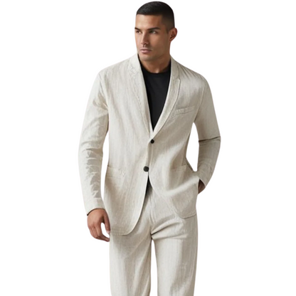 Completo Estivo da Uomo Due Pezzi con Camicia e Pantaloni a Taglio Affusolato