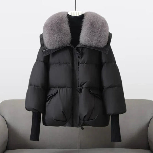 Cappotto invernale con collo in pelliccia sintetica e imbottitura spessa ideale per inverno