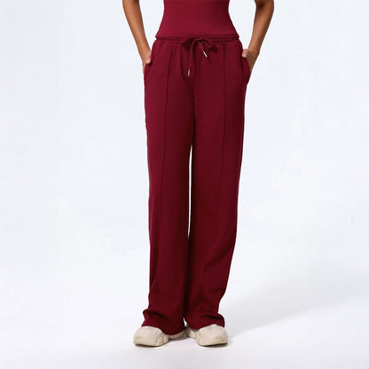 Pantaloni Donna Lounge a Gamba Larga e Lunghezza Completa con Vita a Coulisse