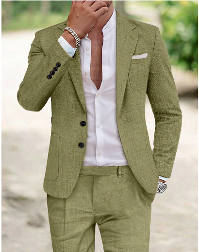 Completo da uomo in misto lino con giacca monopetto | Ideale per primavera ed estate