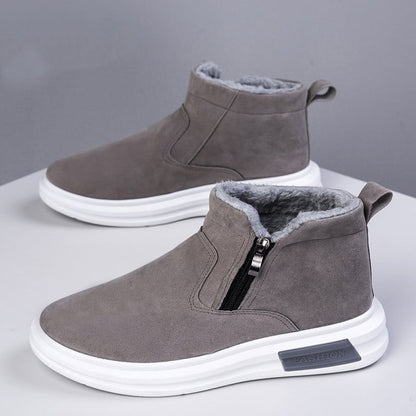 Botines de invierno para hombre hasta el tobillo con cremallera lateral y suela plana de goma