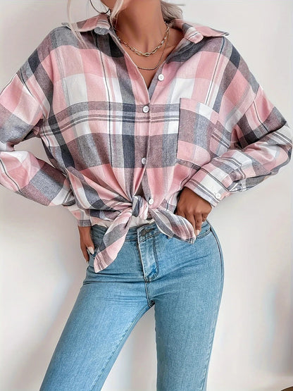 Camicia Oversize da Donna Autunnale a Manica Lunga con Apertura Frontale