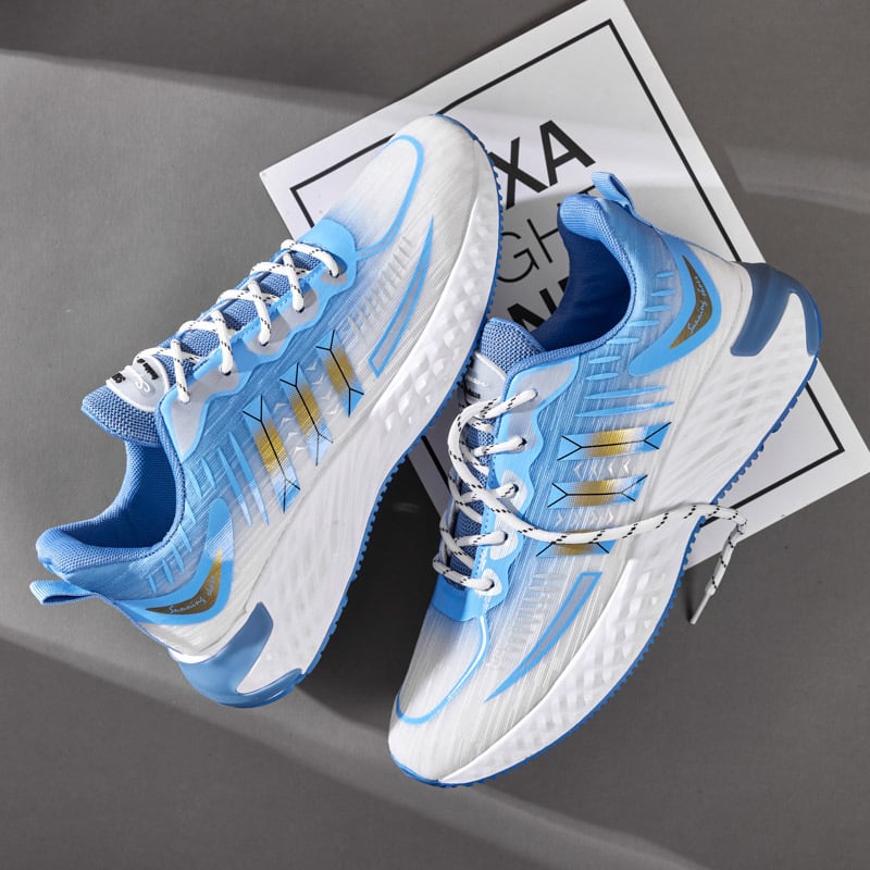 Men's Sport Sneakers with Laces, Thick Sole, and Round Toe