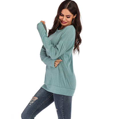 Maglione Pullover Donna a Maniche Lunghe con Scollo Rotondo, Vestibilità Ampia e Colore Tinta Unita