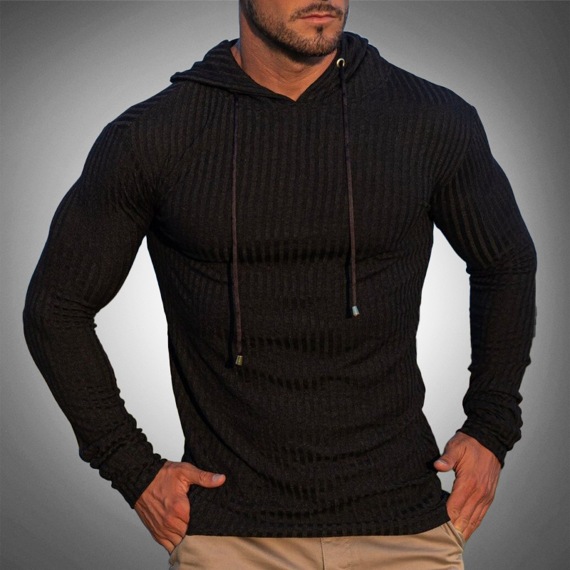Maglione da Uomo in Maglia con Cappuccio e Design Slim Fit