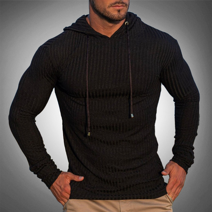 Maglione da Uomo in Maglia con Cappuccio e Design Slim Fit