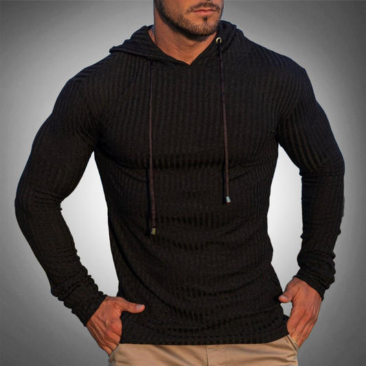 Maglione da Uomo in Maglia con Cappuccio e Design Slim Fit