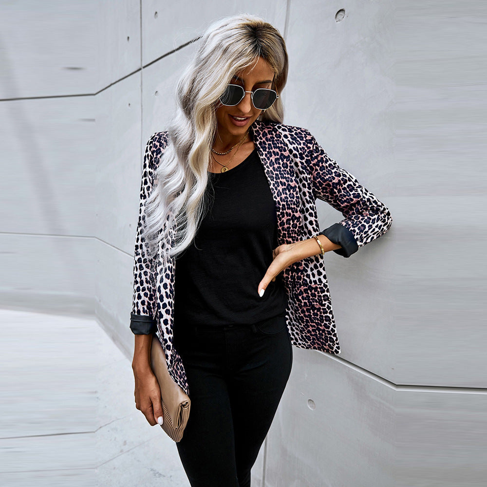 Blazer a stampa leopardata con vestibilità ampia – Ideale per primavera e autunno