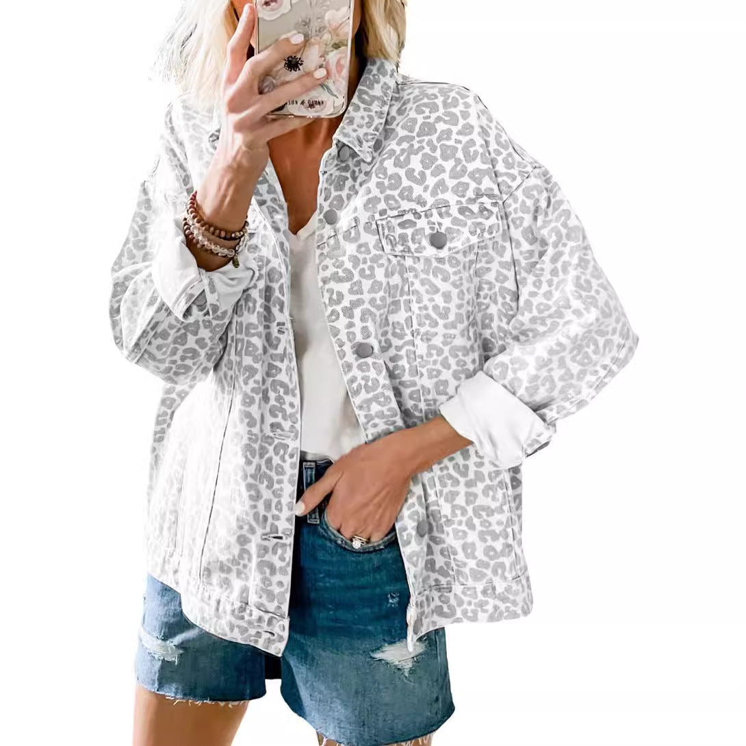 Abrigo de mujer en denim con mangas largas, lazo y ajuste amplio